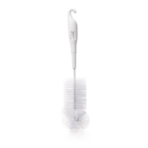 White 2-in-1 baby bottle and teat cleaning brush