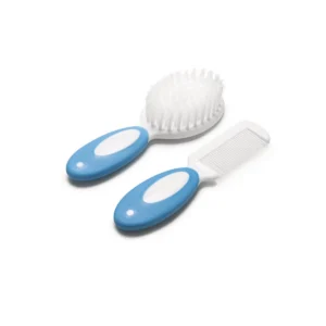 Blue baby hair brush and comb set for gentle grooming