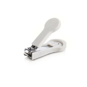 White baby nail clippers with ergonomic safety grip