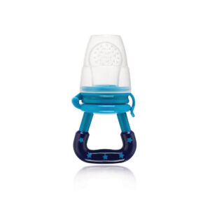 Blue Snookums safety baby fruit feeder with easy-grip handle