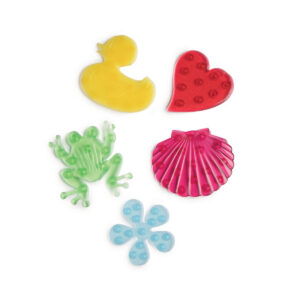 Colourful Snookums Stick-It Bath Toys including duck, heart, frog, shell and flower shapes